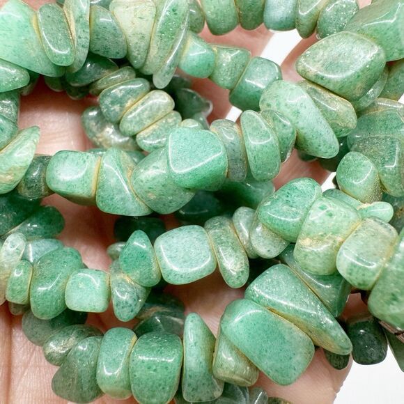 Vintage Aventurine Stone Chip Long Beaded Necklace Barrel Clasp 28” - Picture 3 of 9